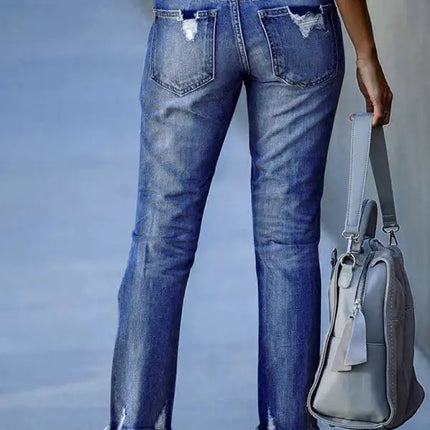 Women’s Rip Vibes Distressed Straight Leg Denim Jeans