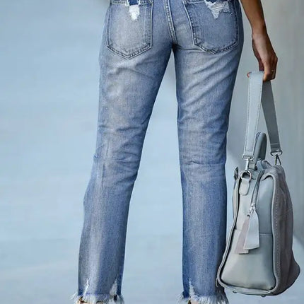 Women’s Rip Vibes Distressed Straight Leg Denim Jeans