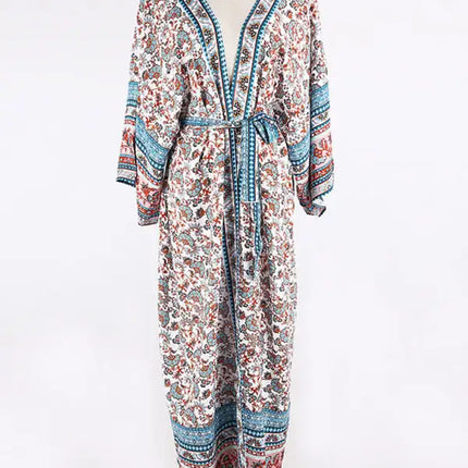 Algodón Estampado Cárdigan Vacaciones Casual Playa Sobrecamisa 