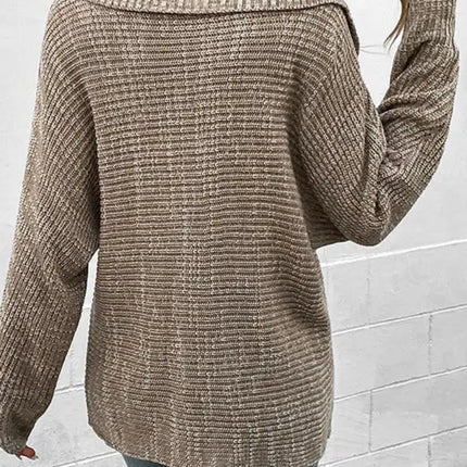 Nuevo suéter con solapa de manga larga de color sólido para mujer 