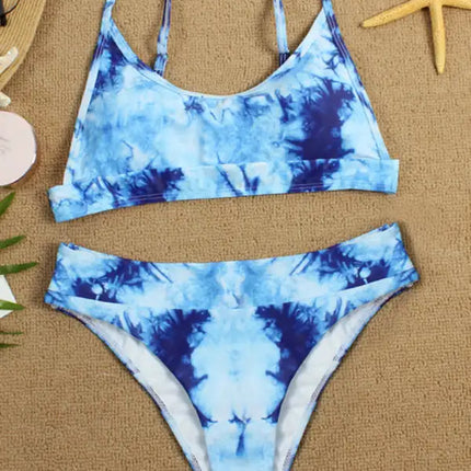 Traje de baño de dos piezas bikini push-up sexy con efecto tie-dye 