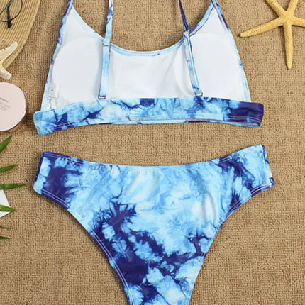 Traje de baño de dos piezas bikini push-up sexy con efecto tie-dye 