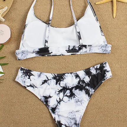 Traje de baño de dos piezas bikini push-up sexy con efecto tie-dye 