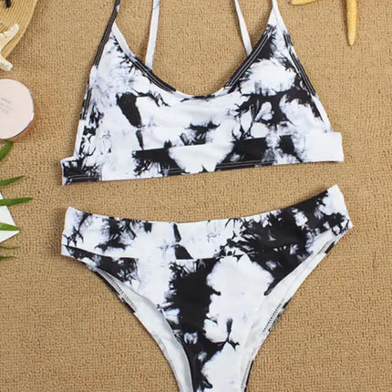 Traje de baño de dos piezas bikini push-up sexy con efecto tie-dye 