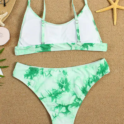 Traje de baño de dos piezas bikini push-up sexy con efecto tie-dye 