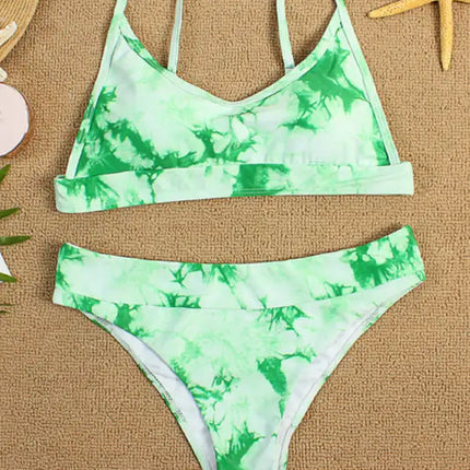 Traje de baño de dos piezas bikini push-up sexy con efecto tie-dye 