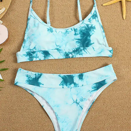Traje de baño de dos piezas bikini push-up sexy con efecto tie-dye 