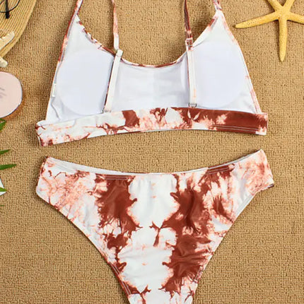 Traje de baño de dos piezas bikini push-up sexy con efecto tie-dye 