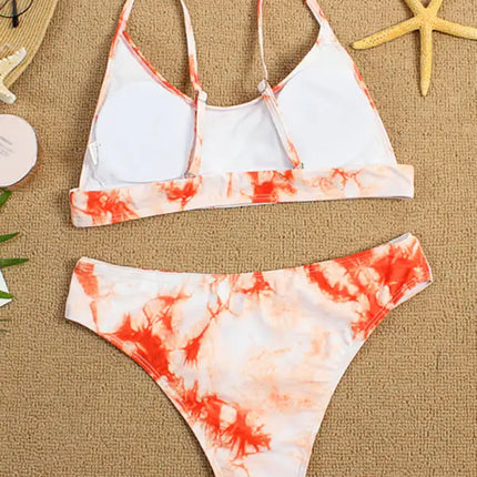 Traje de baño de dos piezas bikini push-up sexy con efecto tie-dye 