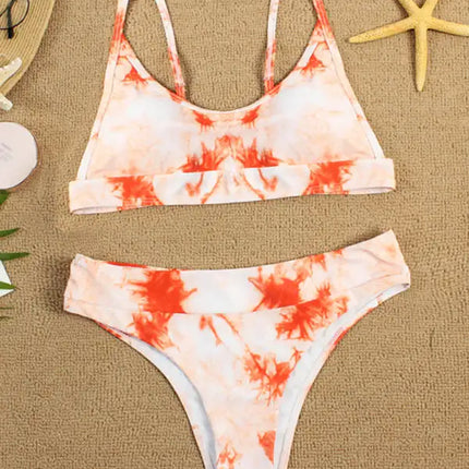 Traje de baño de dos piezas bikini push-up sexy con efecto tie-dye 