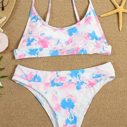 Traje de baño de dos piezas bikini push-up sexy con efecto tie-dye 