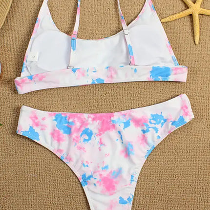Traje de baño de dos piezas bikini push-up sexy con efecto tie-dye 