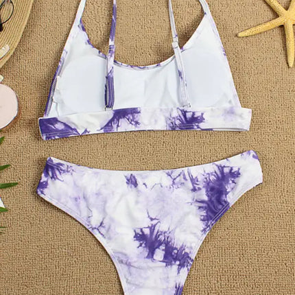 Traje de baño de dos piezas bikini push-up sexy con efecto tie-dye 