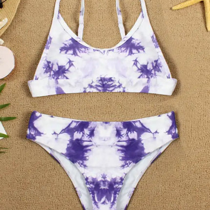 Traje de baño de dos piezas bikini push-up sexy con efecto tie-dye 
