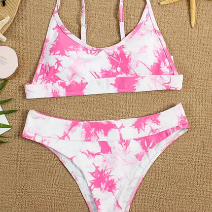 Traje de baño de dos piezas bikini push-up sexy con efecto tie-dye 