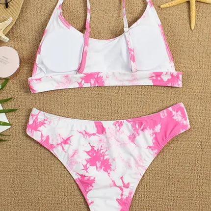 Traje de baño de dos piezas bikini push-up sexy con efecto tie-dye 