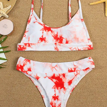 Traje de baño de dos piezas bikini push-up sexy con efecto tie-dye 