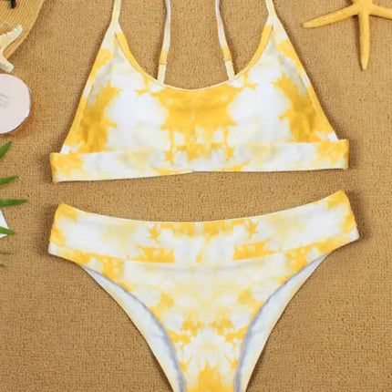 Traje de baño de dos piezas bikini push-up sexy con efecto tie-dye 