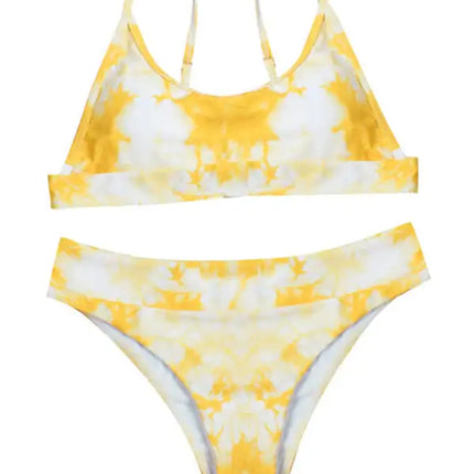 Traje de baño de dos piezas bikini push-up sexy con efecto tie-dye 