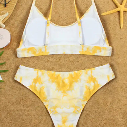 Traje de baño de dos piezas bikini push-up sexy con efecto tie-dye 