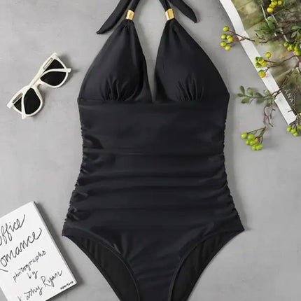 Women's Plunge Halter One-piece Swimsuit