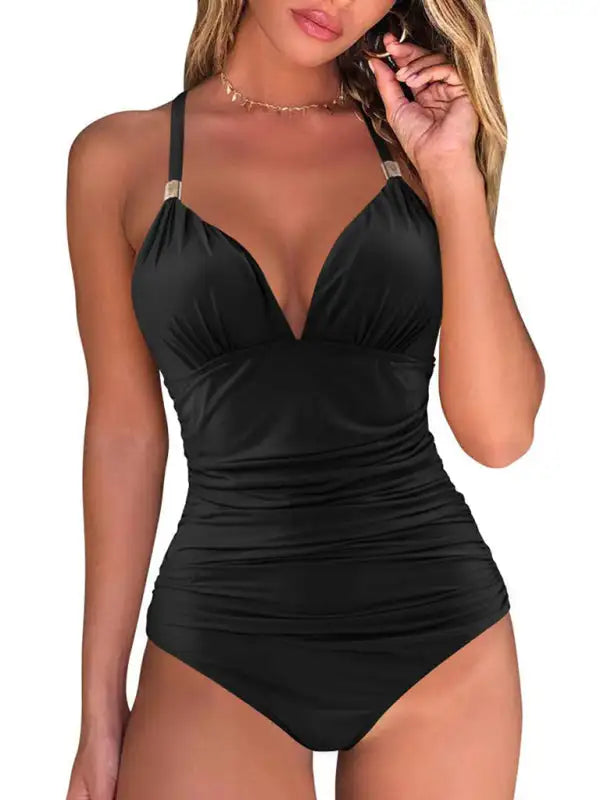 Women's Plunge Halter One-piece Swimsuit