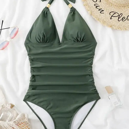 Women's Plunge Halter One-piece Swimsuit
