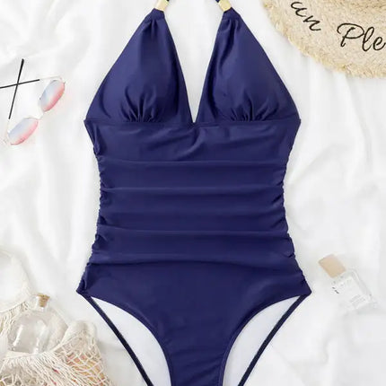 Women's Plunge Halter One-piece Swimsuit