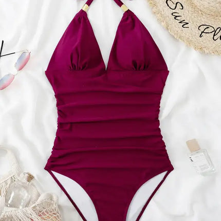 Women's Plunge Halter One-piece Swimsuit