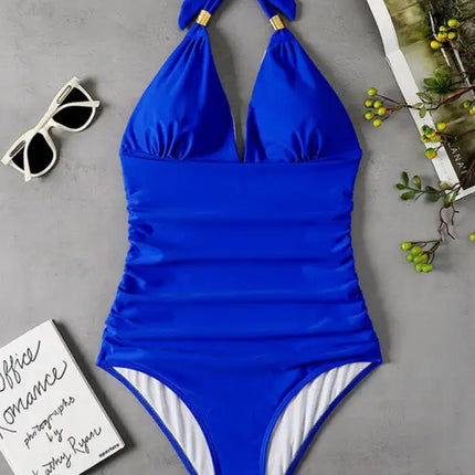 Women's Plunge Halter One-piece Swimsuit