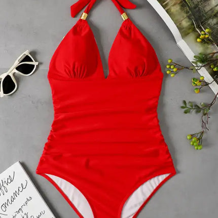 Women's Plunge Halter One-piece Swimsuit