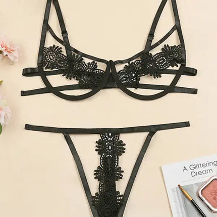 Traje sexy de tentación de tres puntos con perspectiva de una pieza de encaje sexy 