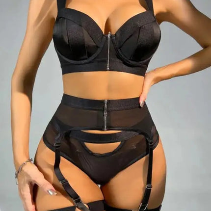 Conjuntos de lencería sexy de color liso para mujer. 