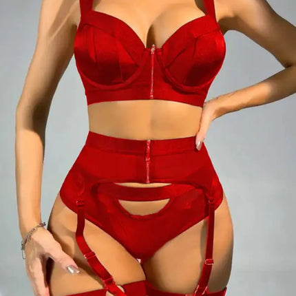 Conjuntos de lencería sexy de color liso para mujer. 