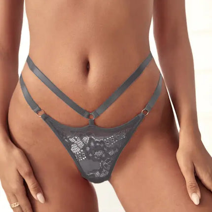 Bragas sexys de tiro bajo con encaje de color liso para mujer 