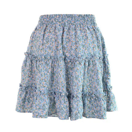 Women's Solid Color Tiered Ruffle Waist Tie Mini Skirt