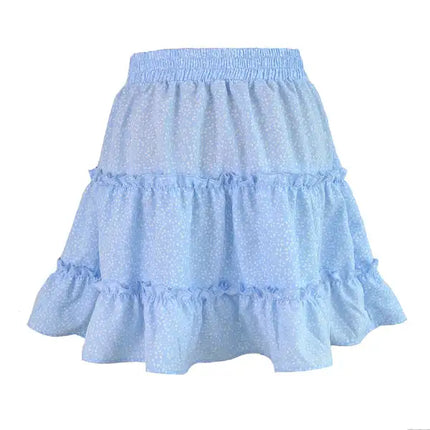 Women's Solid Color Tiered Ruffle Waist Tie Mini Skirt