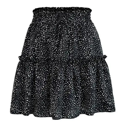 Women's Solid Color Tiered Ruffle Waist Tie Mini Skirt