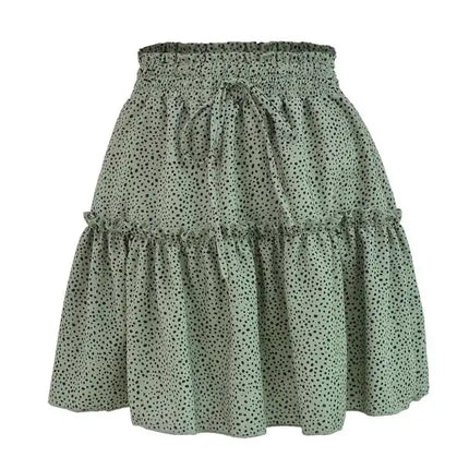 Women's Solid Color Tiered Ruffle Waist Tie Mini Skirt