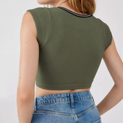 Camiseta corta para bebé con escote en V para mujer 