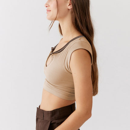 Camiseta corta para bebé con escote en V para mujer 