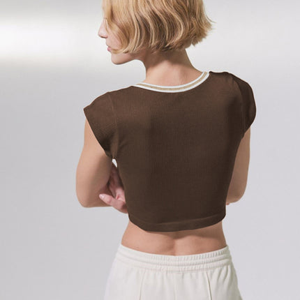 Camiseta corta para bebé con escote en V para mujer 