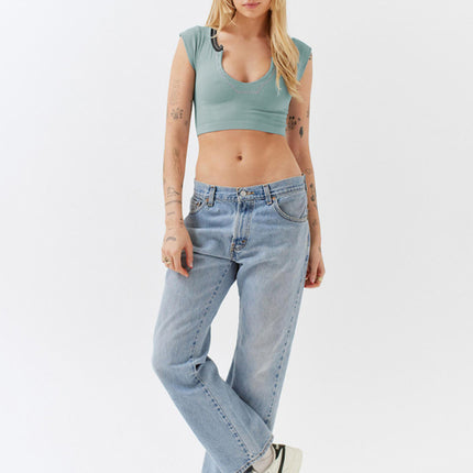 Camiseta corta para bebé con escote en V para mujer 