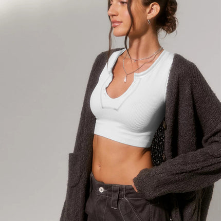 Camiseta corta para bebé con escote en V para mujer 