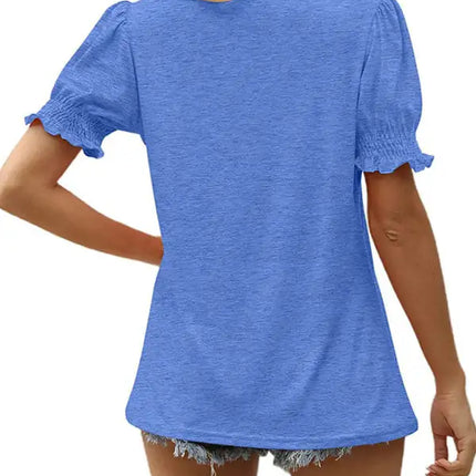 Top de punto con mangas abullonadas de color liso para mujer 