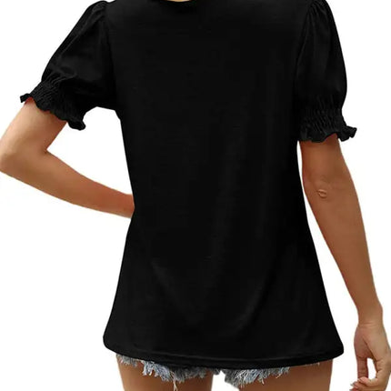 Top de punto con mangas abullonadas de color liso para mujer 