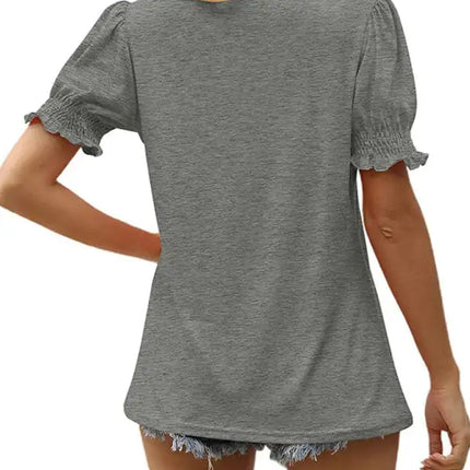 Top de punto con mangas abullonadas de color liso para mujer 