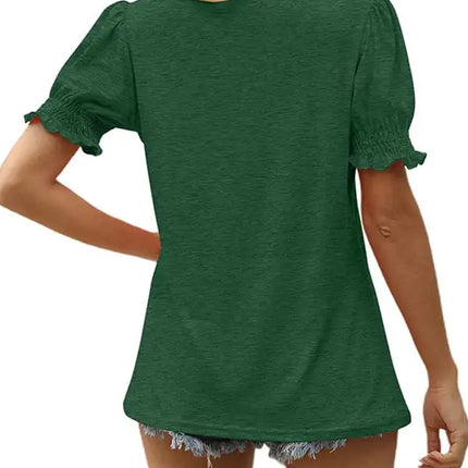 Top de punto con mangas abullonadas de color liso para mujer 