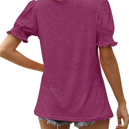 Top de punto con mangas abullonadas de color liso para mujer 