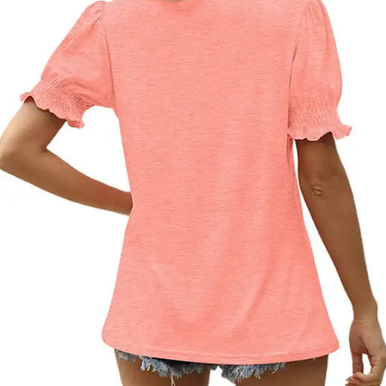 Top de punto con mangas abullonadas de color liso para mujer 